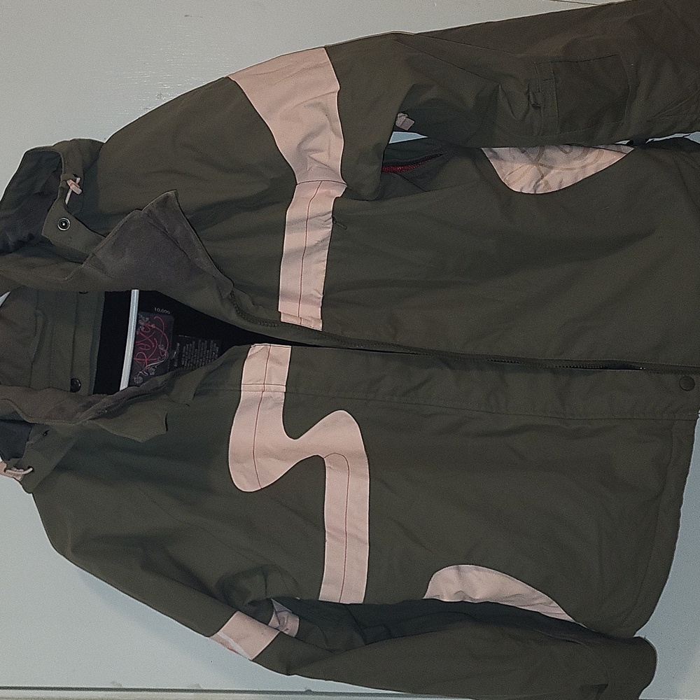Roxy Olive and Pink ski Snowboard Jacket Womens Size M